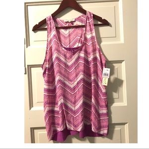 NWT Wishful Park Large Pink & White Chevron Tank